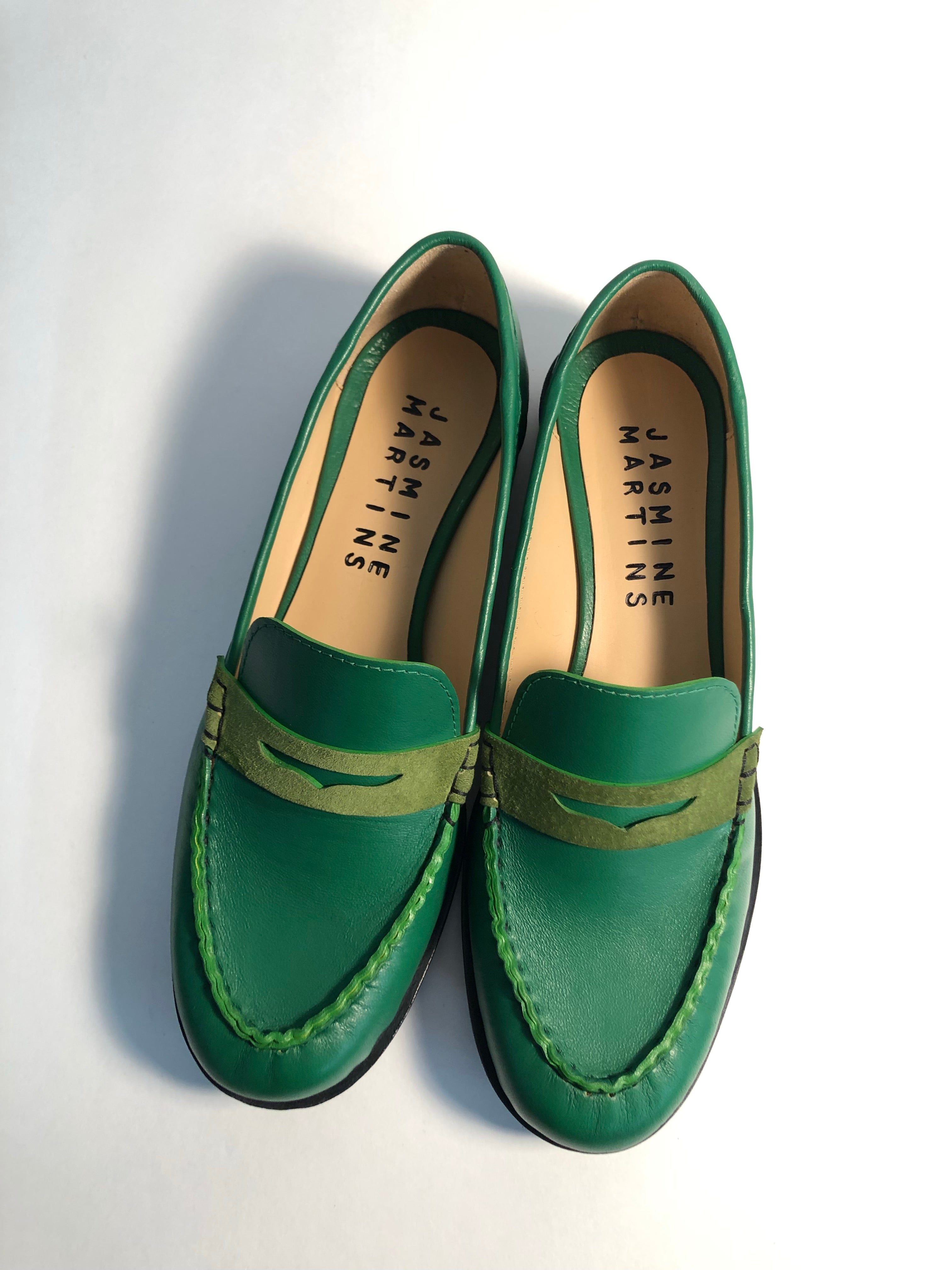 Size 10 - Kelly Green Penny Loafer Jasmine Martins Footwear Size 10 - Kelly Green Penny Loafer Jasmine Martins Footwear